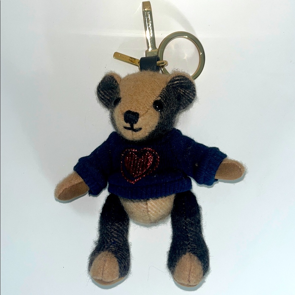 Authentic Burberry Bear Collectable Keychain Bag Charm with Navy Red Sweater - Picture 4 of 4